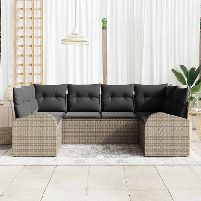 Garten-Sofa-Set 6 pcs Grau Poly Rattan