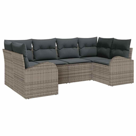 Garten-Sofa-Set 6 pcs Grau Poly Rattan