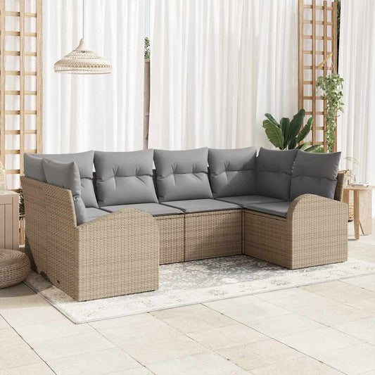 Garten-Sofa-Set 6 pcs Beige Poly Rattan