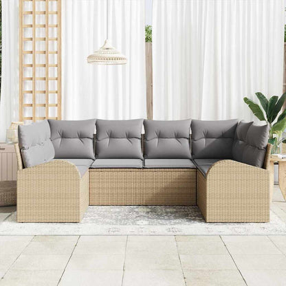 Garten-Sofa-Set 6 pcs Beige Poly Rattan