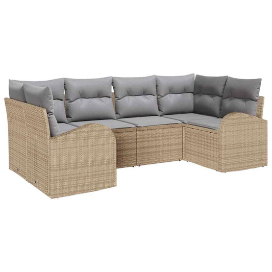 Garten-Sofa-Set 6 pcs Beige Poly Rattan