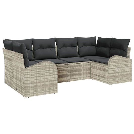 Garten-Sofa-Set 6 pcs Hellgrau Poly Rattan