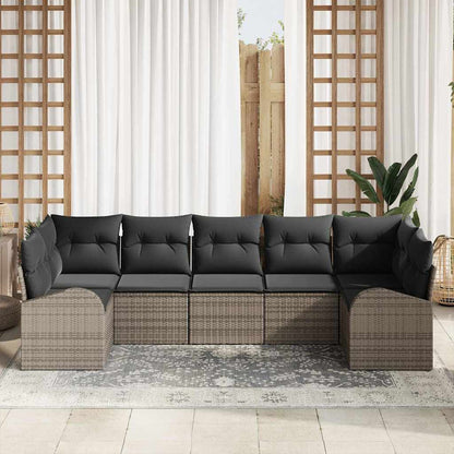 Garten-Sofa-Set 7 pcs Grau Poly Rattan