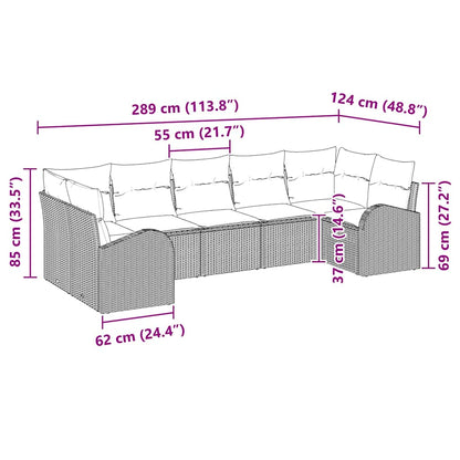 Gartensofa-set mit Kissen 7 pcs Schwarz Poly Rattan