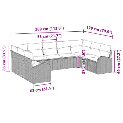 Garten-Sofa-Set 9 pcs Braun Poly Rattan