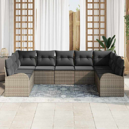 Garten-Sofa-Set 9 pcs Grau Poly Rattan