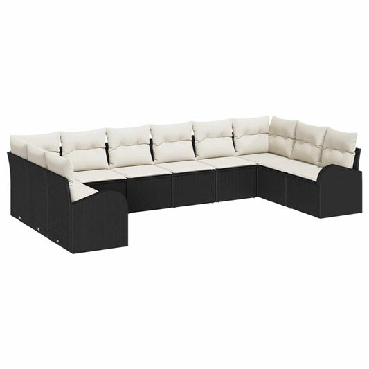 Garten-Sofa-Set 10 pcs Schwarz Poly Rattan