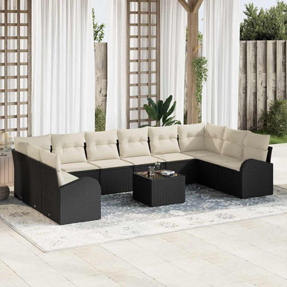 Garten-Sofa-Set 11 pcs Schwarz Poly Rattan