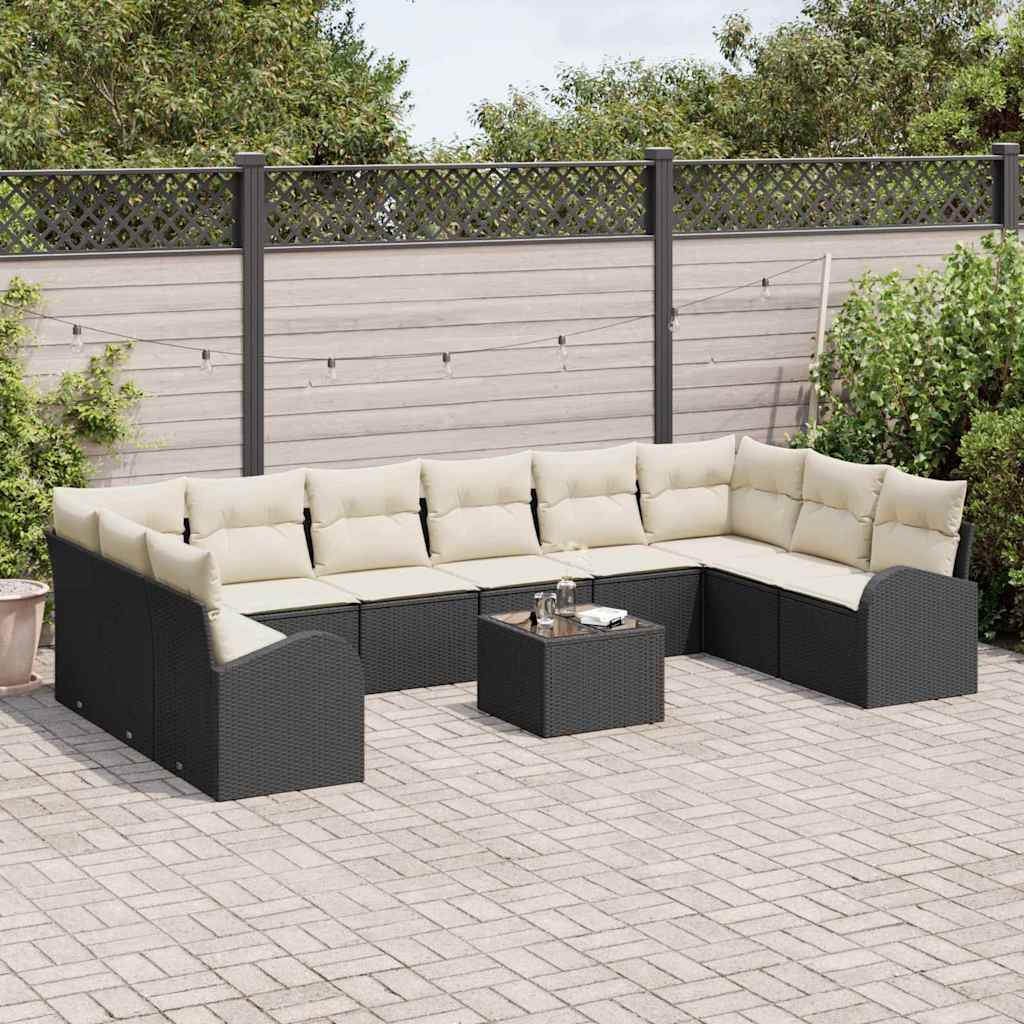 Garten-Sofa-Set 11 pcs Schwarz Poly Rattan