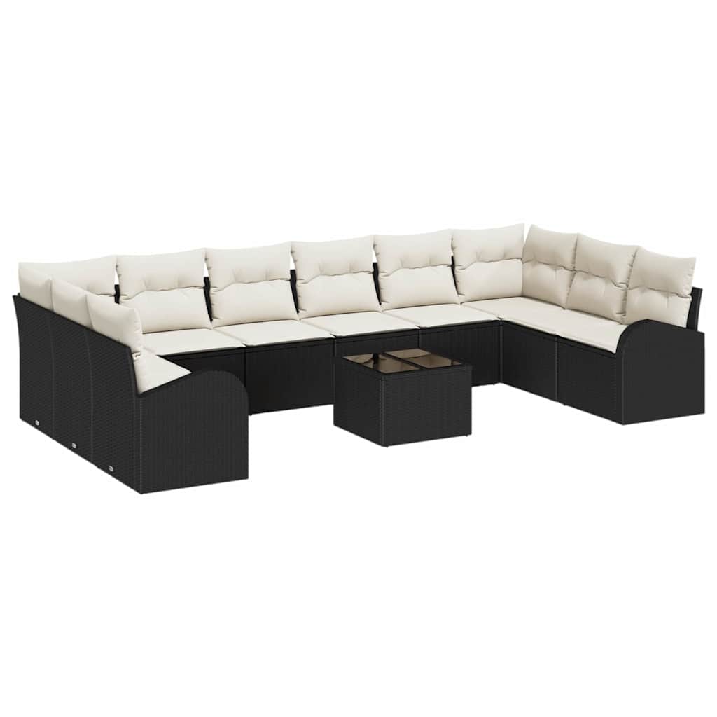 Garten-Sofa-Set 11 pcs Schwarz Poly Rattan