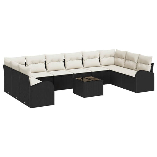 Garten-Sofa-Set 11 pcs Schwarz Poly Rattan