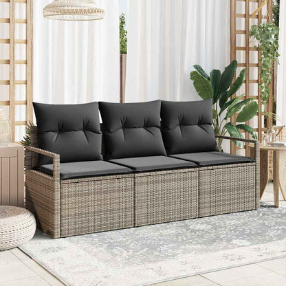 Garten-Sofa-Set 3 pcs Grau Poly Rattan