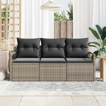 Garten-Sofa-Set 3 pcs Grau Poly Rattan