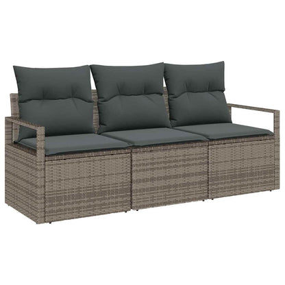 Garten-Sofa-Set 3 pcs Grau Poly Rattan