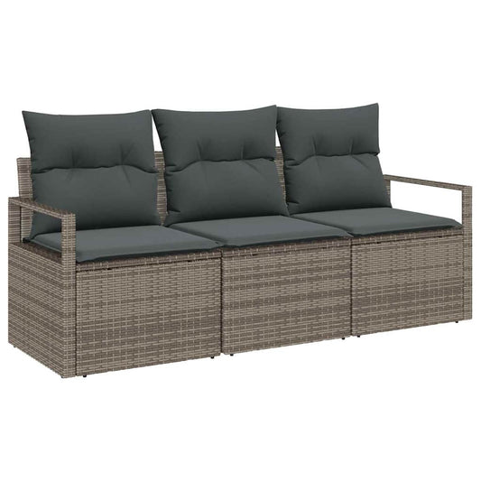 Garten-Sofa-Set 3 pcs Grau Poly Rattan