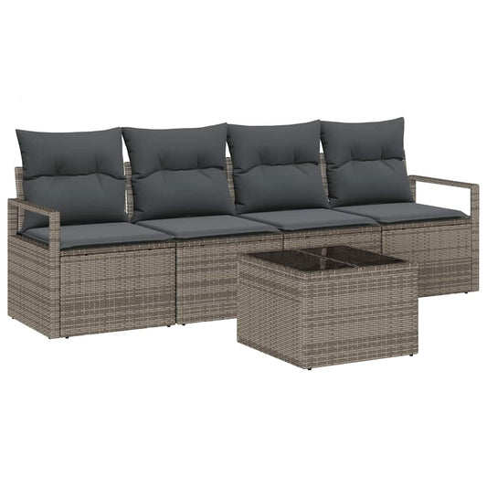 Garten-Sofa-Set 5 pcs Grau 55 x 55 x 37 cm Poly-Rattan