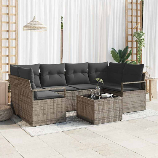 Garten-Sofa-Set 7 pcs Grau 55 x 55 x 37 cm Poly-Rattan