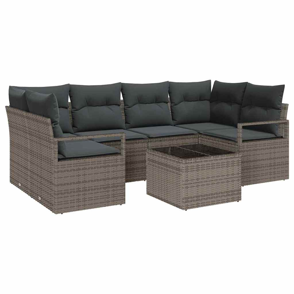 Garten-Sofa-Set 7 pcs Grau 55 x 55 x 37 cm Poly-Rattan