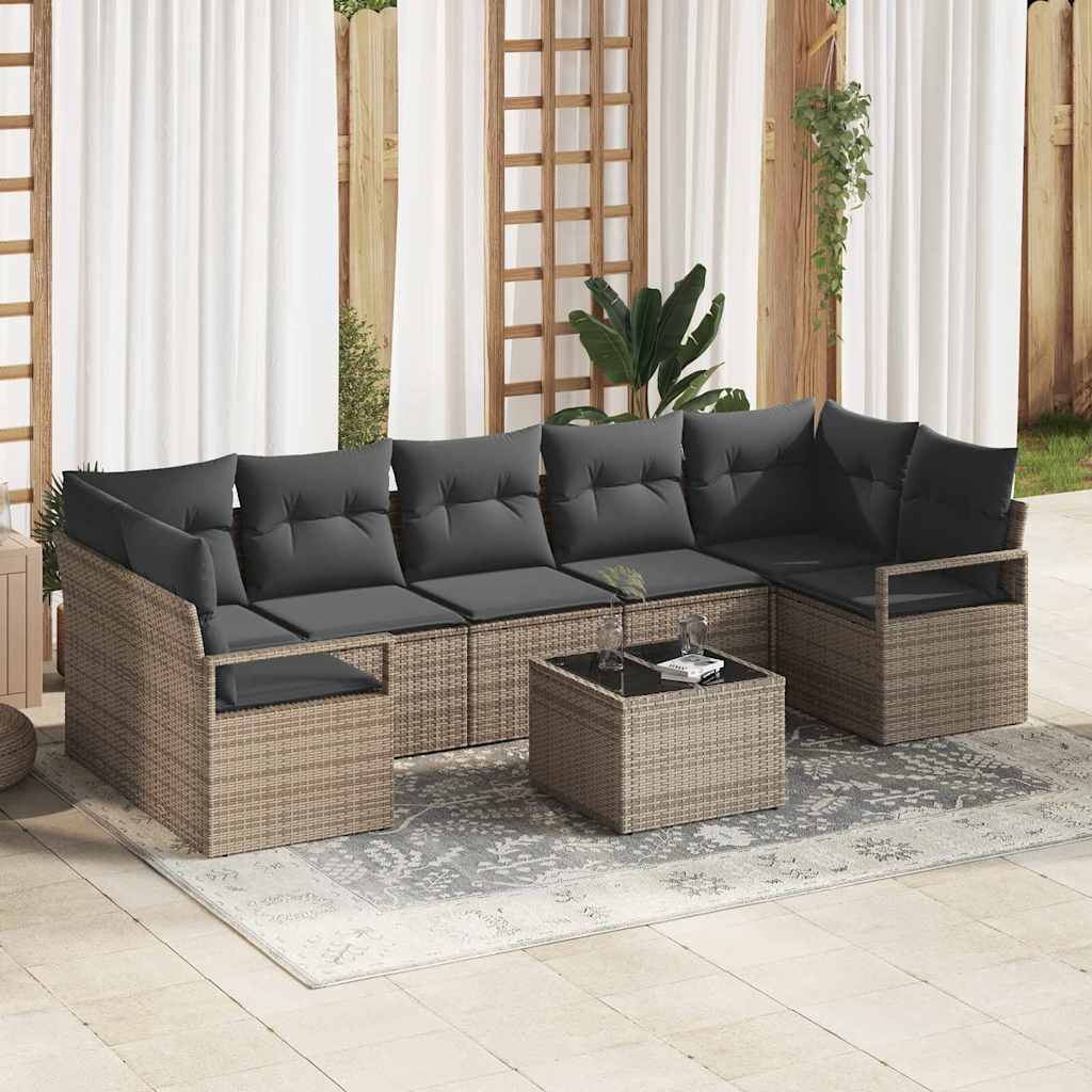 Garten-Sofa-Set 8 pcs Grau 55 x 55 x 37 cm Poly-Rattan