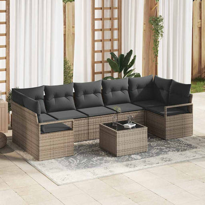 Garten-Sofa-Set 8 pcs Grau 55 x 55 x 37 cm Poly-Rattan