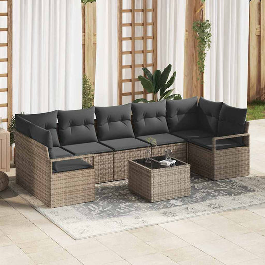 Garten-Sofa-Set 8 pcs Grau 55 x 55 x 37 cm Poly-Rattan