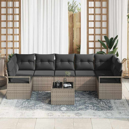 Garten-Sofa-Set 8 pcs Grau 55 x 55 x 37 cm Poly-Rattan