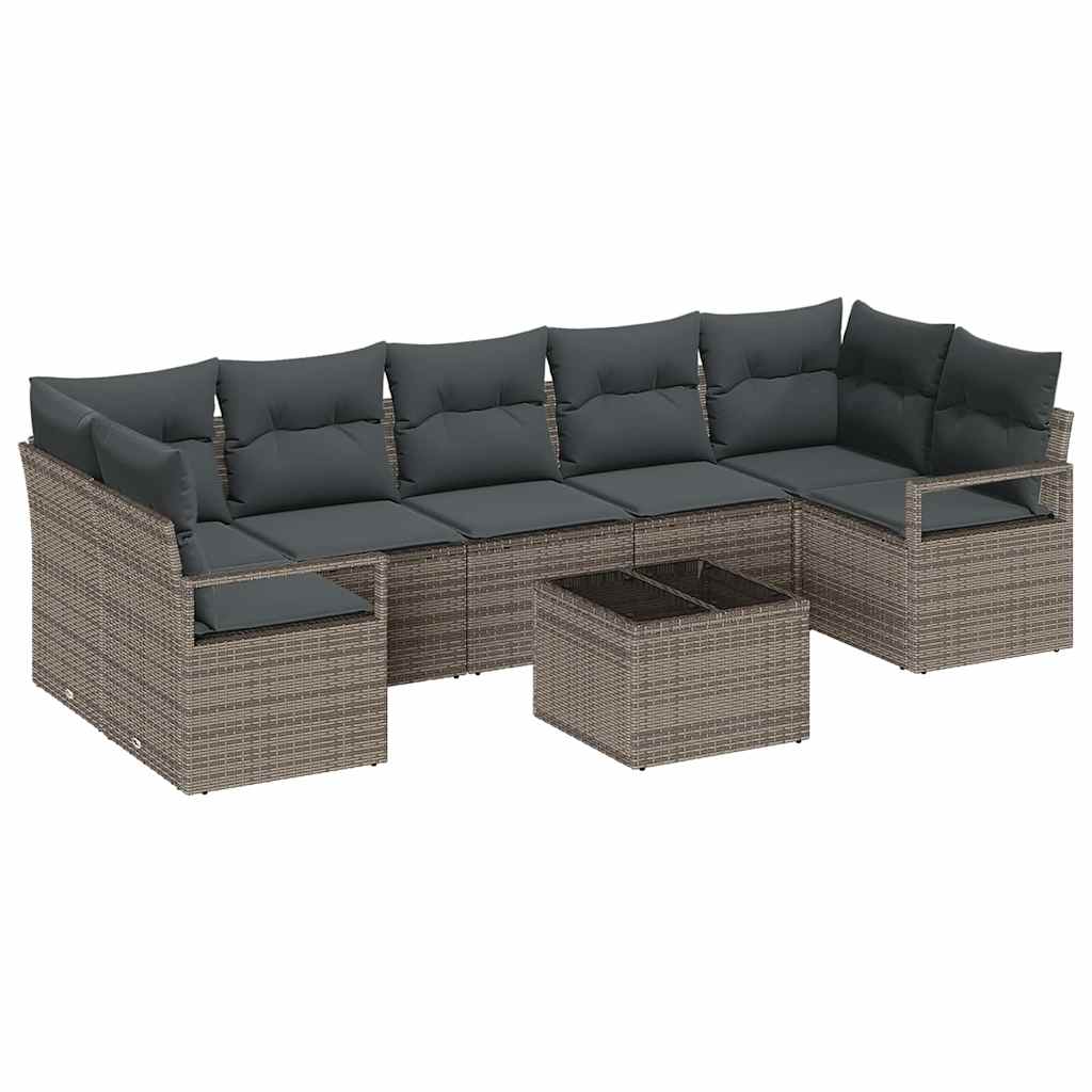 Garten-Sofa-Set 8 pcs Grau 55 x 55 x 37 cm Poly-Rattan