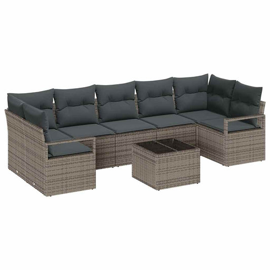 Garten-Sofa-Set 8 pcs Grau 55 x 55 x 37 cm Poly-Rattan