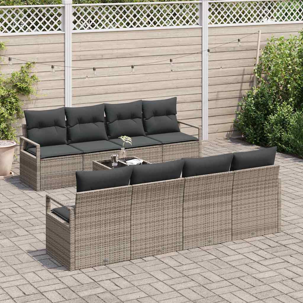 Garten-Sofa-Set 7 pcs Grau 55 x 55 x 37 cm Poly-Rattan