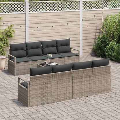 Garten-Sofa-Set 7 pcs Grau 55 x 55 x 37 cm Poly-Rattan