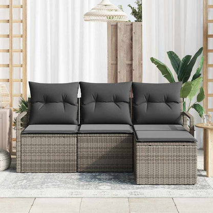 Garten-Sofa-Set 4 pcs Grau Poly Rattan