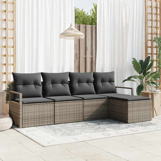 Garten-Sofa-Set 5 pcs Grau Poly Rattan