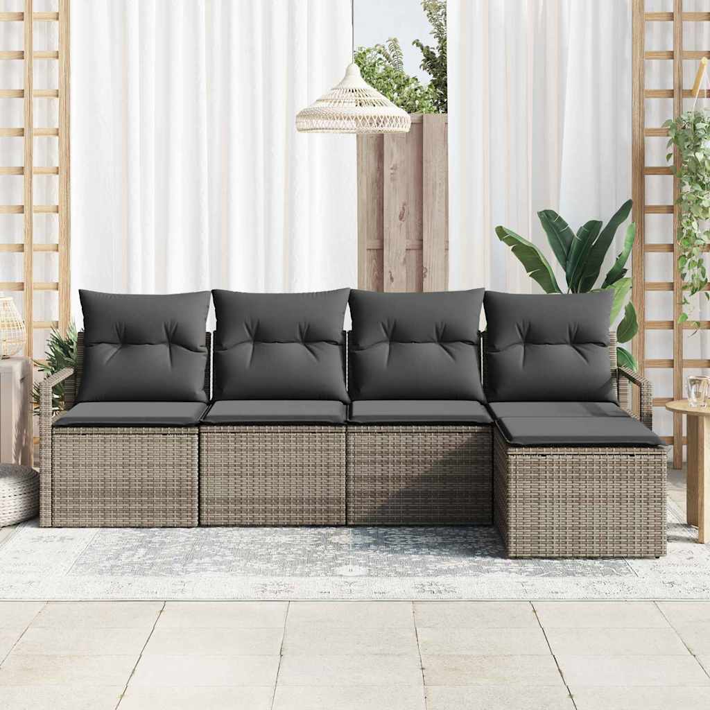 Garten-Sofa-Set 5 pcs Grau Poly Rattan