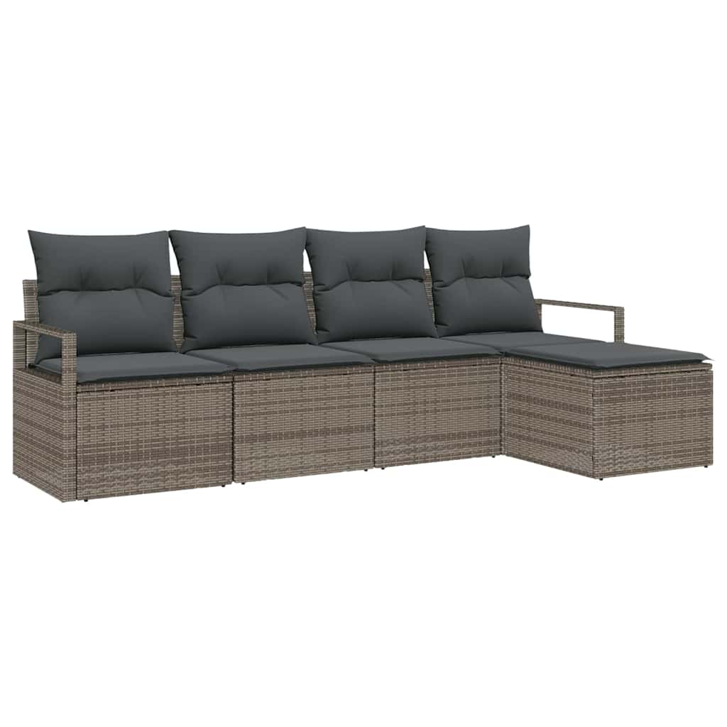 Garten-Sofa-Set 5 pcs Grau Poly Rattan