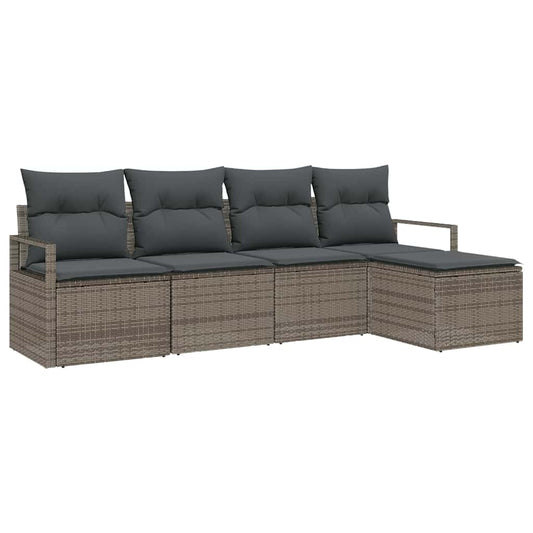Garten-Sofa-Set 5 pcs Grau Poly Rattan