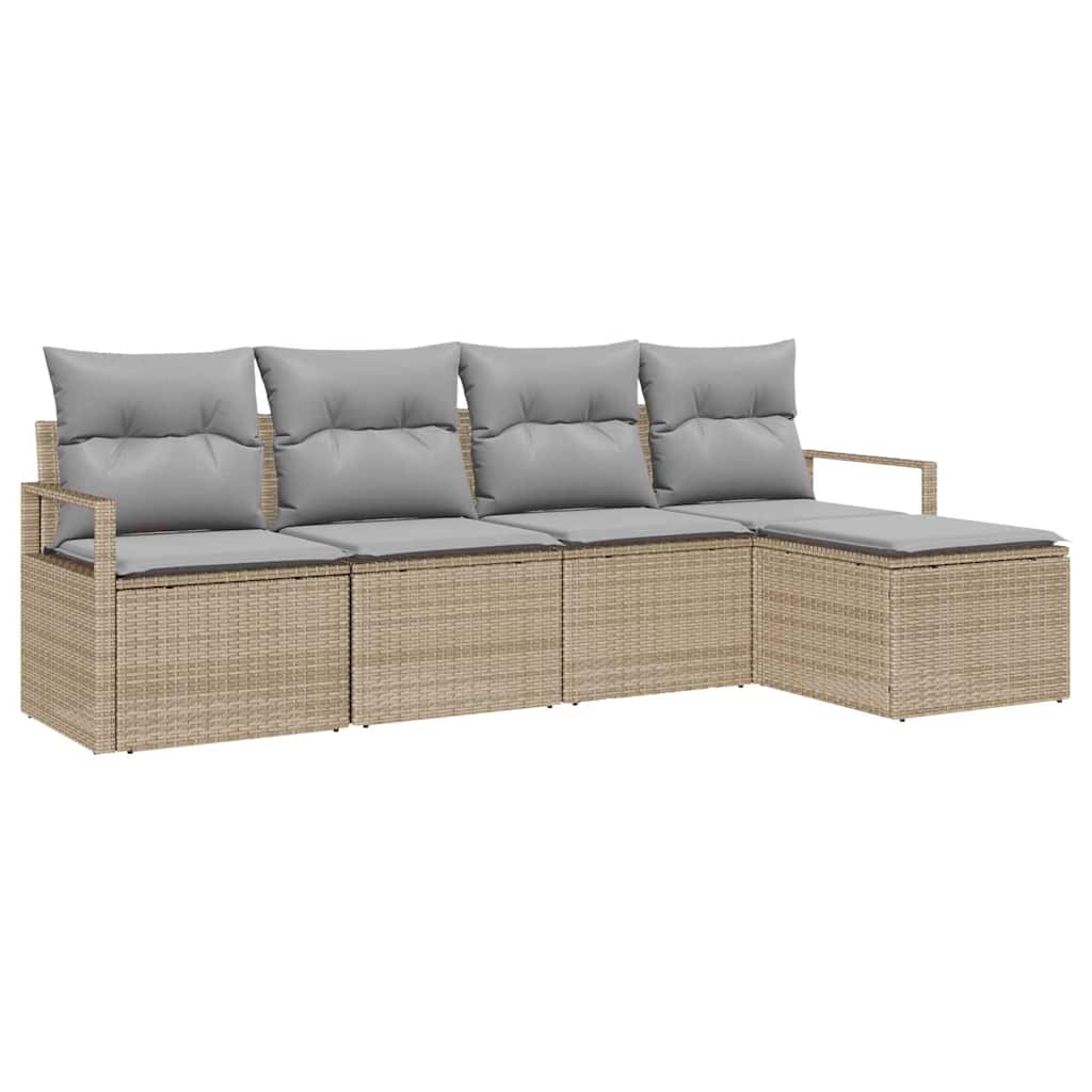 Garten-Sofa-Set 5 pcs Beige Poly Rattan