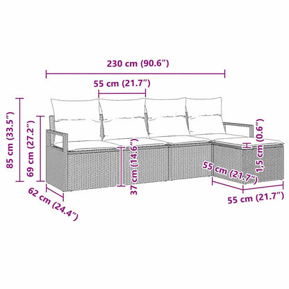Garten-Sofa-Set 5 pcs Schwarz Poly Rattan