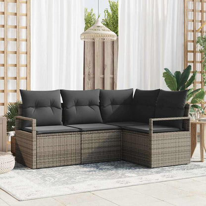 Garten-Sofa-Set 4 pcs Grau Poly Rattan
