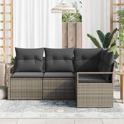 Garten-Sofa-Set 4 pcs Grau Poly Rattan