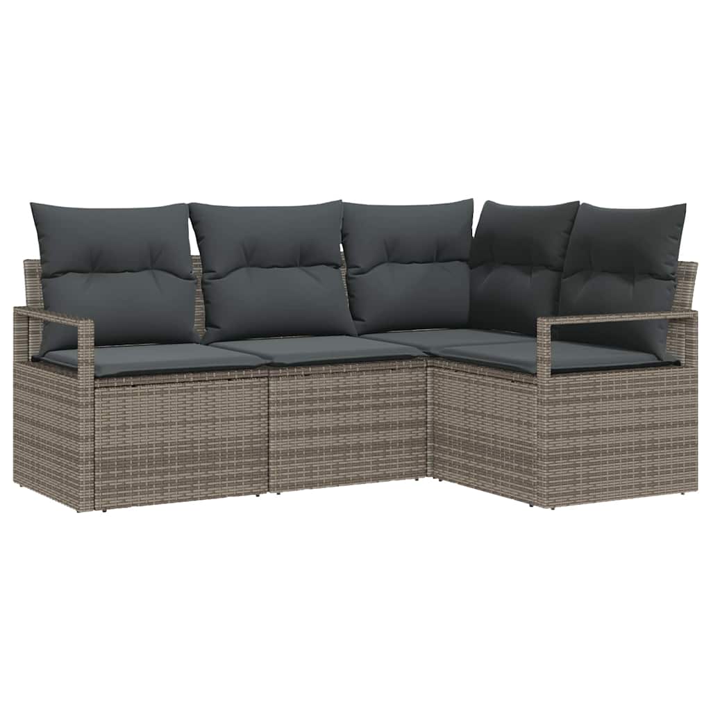 Garten-Sofa-Set 4 pcs Grau Poly Rattan