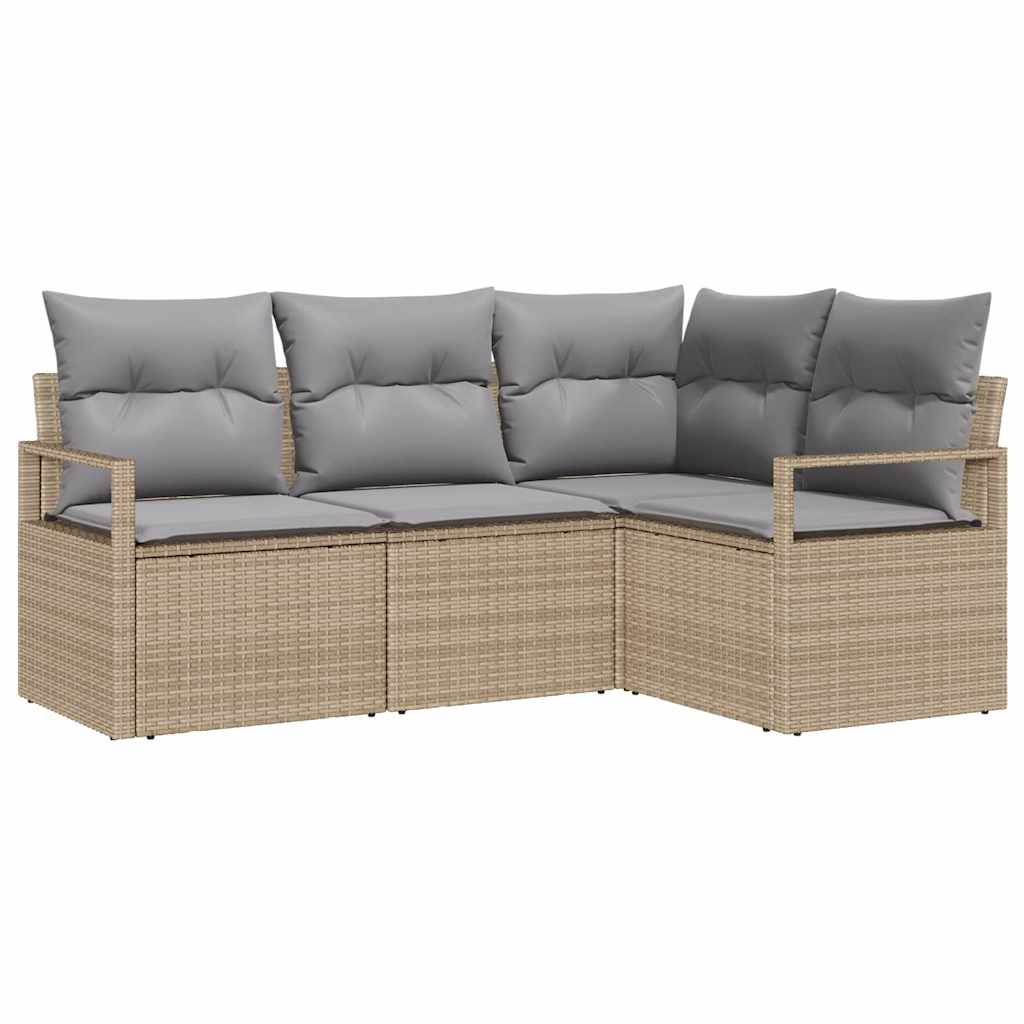 Garten-Sofa-Set 4 pcs Beige Poly Rattan