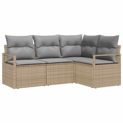 Garten-Sofa-Set 4 pcs Beige Poly Rattan