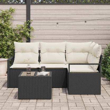 Sofa Set 5 pcs Schwarz Poly-Rattan