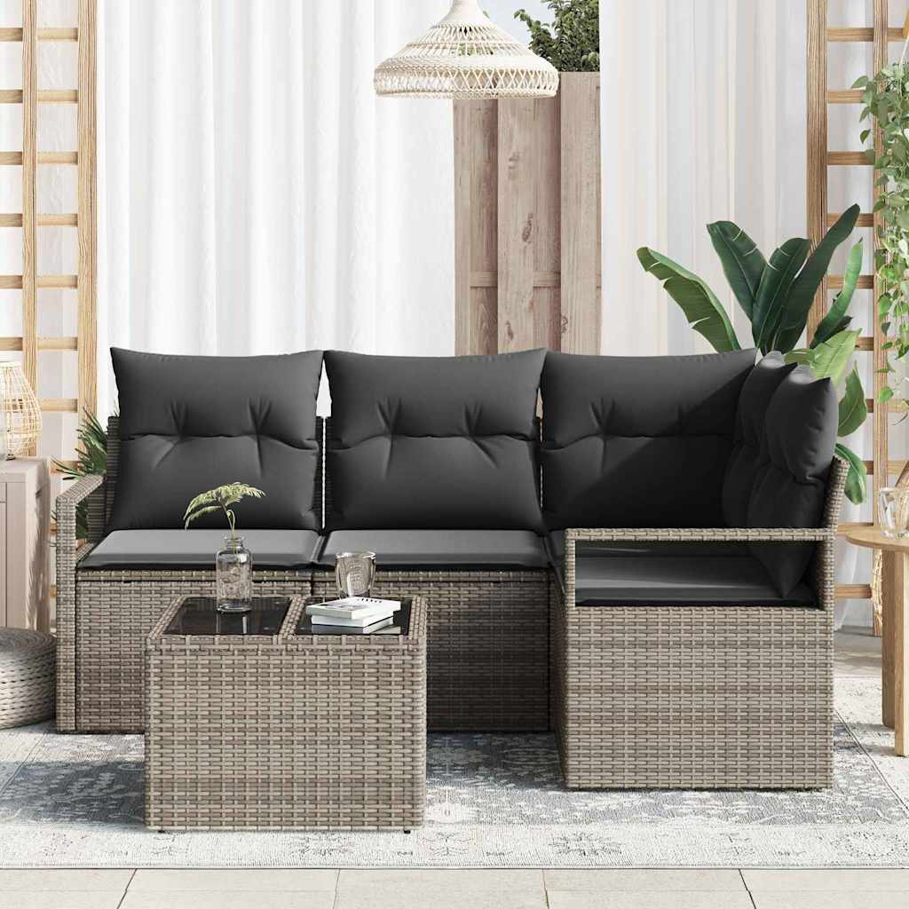 Garten-Sofa-Set 5 pcs Grau Poly Rattan