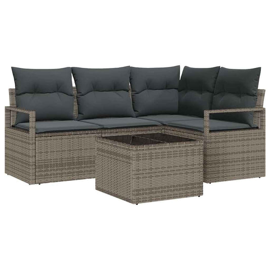 Garten-Sofa-Set 5 pcs Grau Poly Rattan