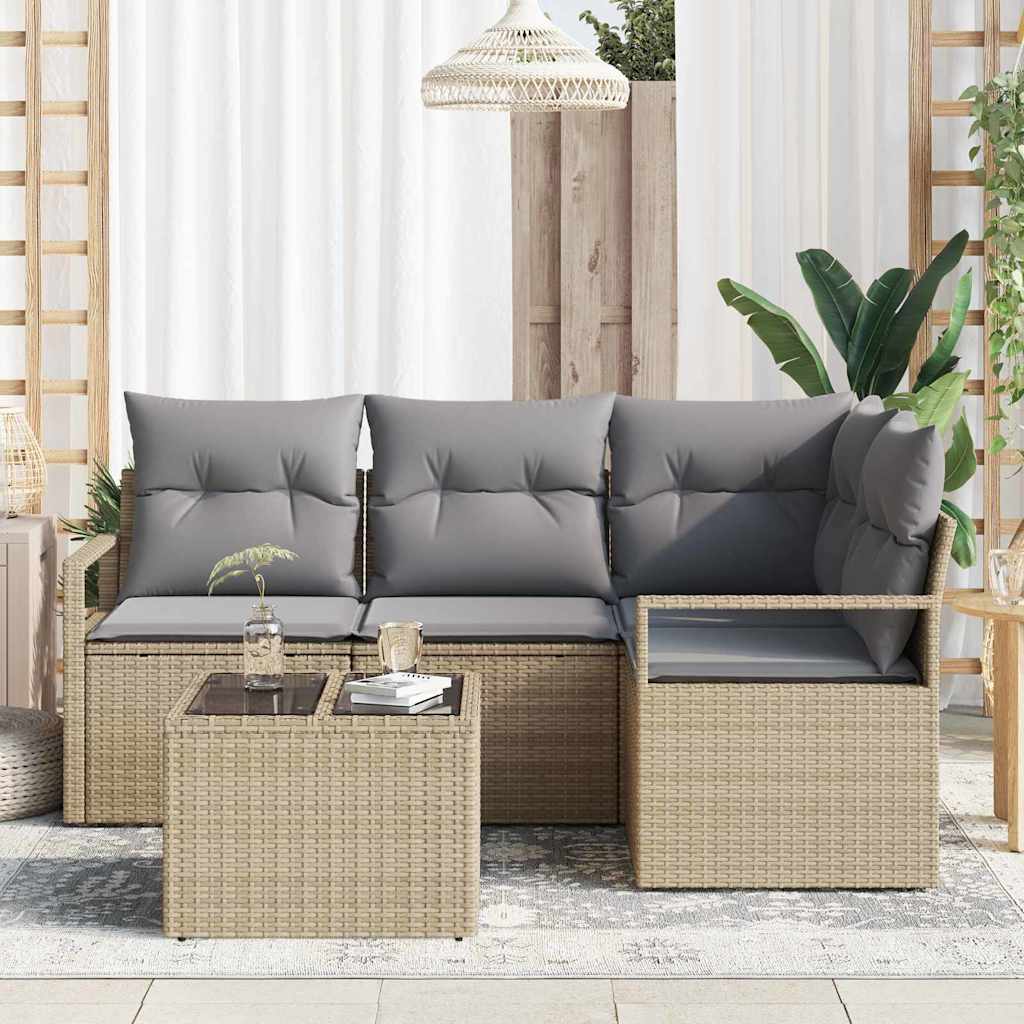 Garten-Sofa-Set 5 pcs Beige Poly Rattan