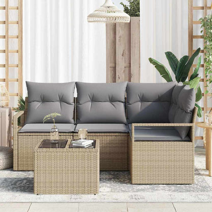 Garten-Sofa-Set 5 pcs Beige Poly Rattan