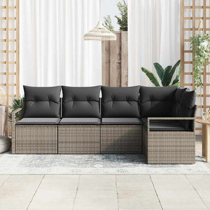 Garten-Sofa-Set 5 pcs Grau Poly Rattan