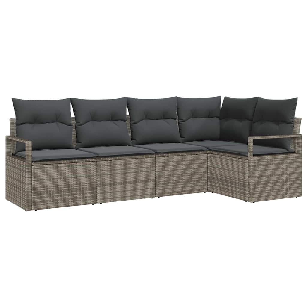 Garten-Sofa-Set 5 pcs Grau Poly Rattan