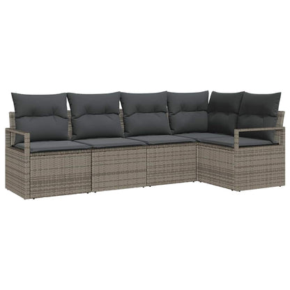 Garten-Sofa-Set 5 pcs Grau Poly Rattan